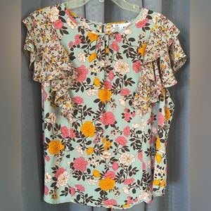 🟣3/$20-DR2 blouse with floral prints Xl used in good condition